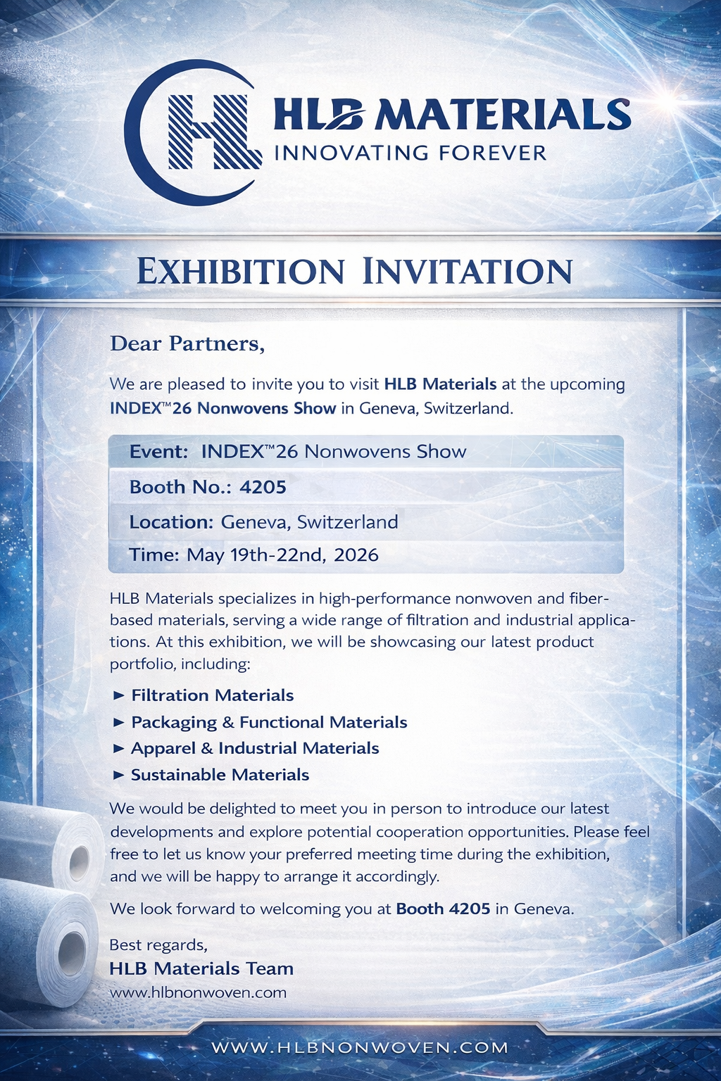 See You at INDEX™26! HLB Materials Looks Forward to Your Visit